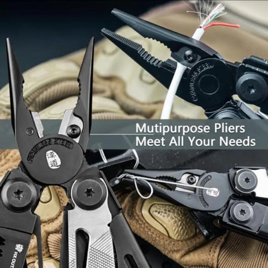 19 In 1 Pocket Multi Tool Stainless Steel Multitools Pliers with Fire Starter and Glass Breaker Folding EDC Camping Survival To