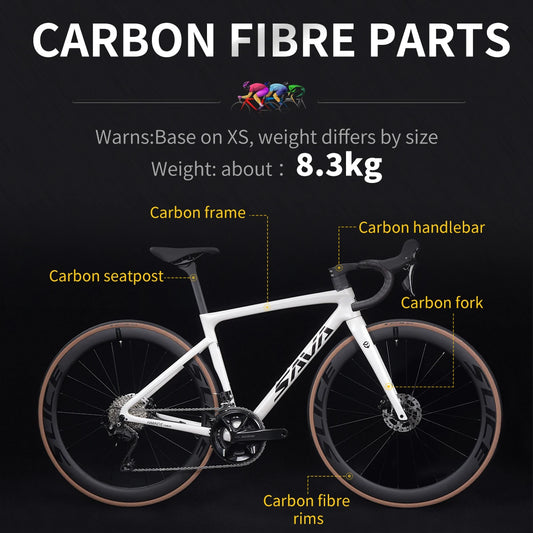 US Warehouse SAVA Carbon Fiber Road Bike F20 Carbon Fiber Racing Adult Bicycle Equipped With The Latest SHIMANO R7120 24-Speed