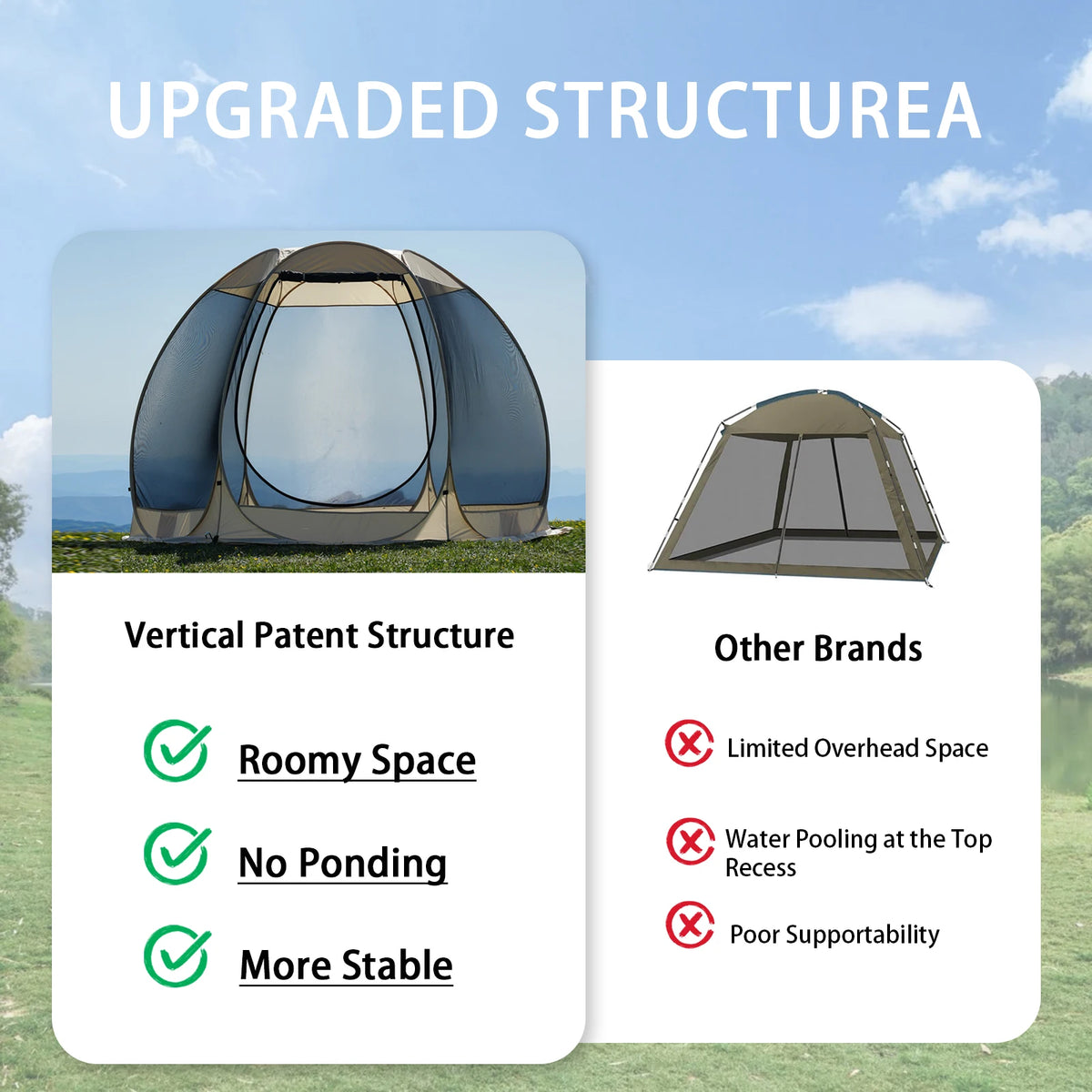 PAKICETUS Pop Up Screen Tent 4-6 Person, 360° Panoramic Breathable Mesh Instant Setup Ventilated Screen House Tent for Summer Autumn Camping Patio Backyard Picnic