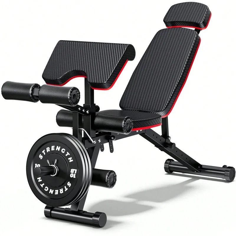 Large Fitness Equipment Built-In Transportation Wheel 10 Positions Adjustable Weight Bench
