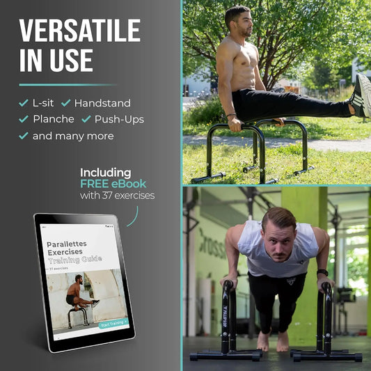 Medium Parallettes Bars for Calisthenics, Crossfit & Gymnastics with Wide Handle and Stable Design