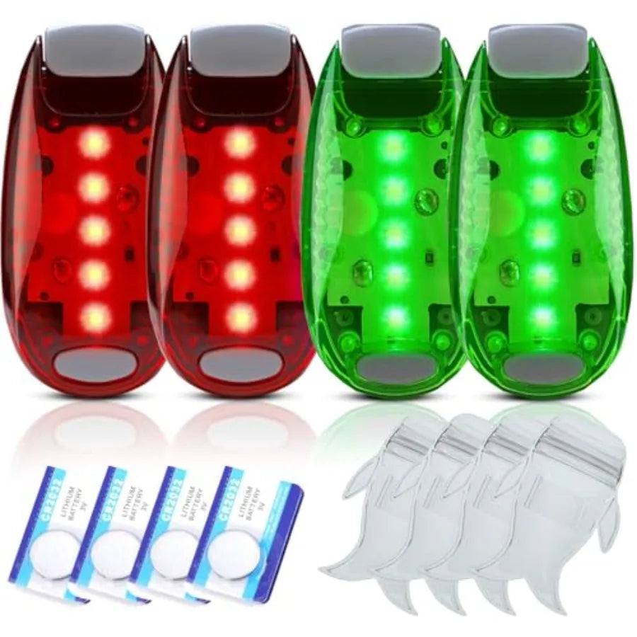 4Pack Kayak Lights with IPX8 Fish-shaped Waterproof Bag, Battery Operated Navigation Lights for Night Kayaking, Clip on for Pad