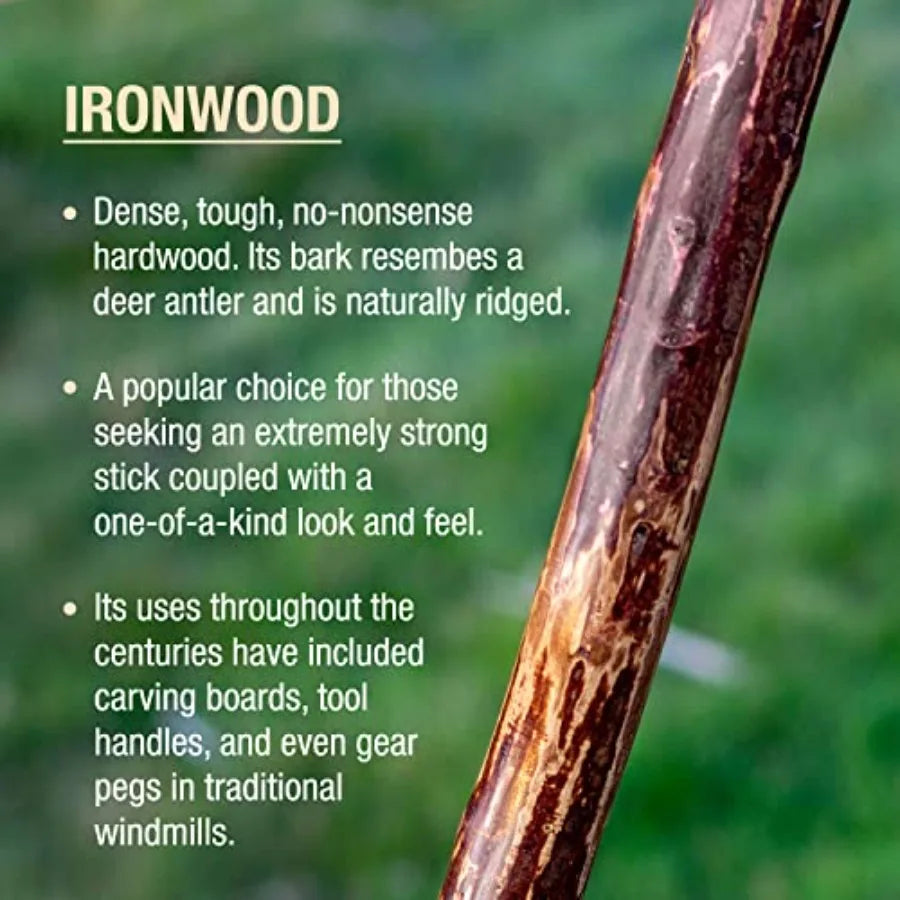 Rustic Wood Walking Stick with Traditional Ironwood Handle Ideal for Outdoor Hiking and Daily Wear Suitable for Men and Women H