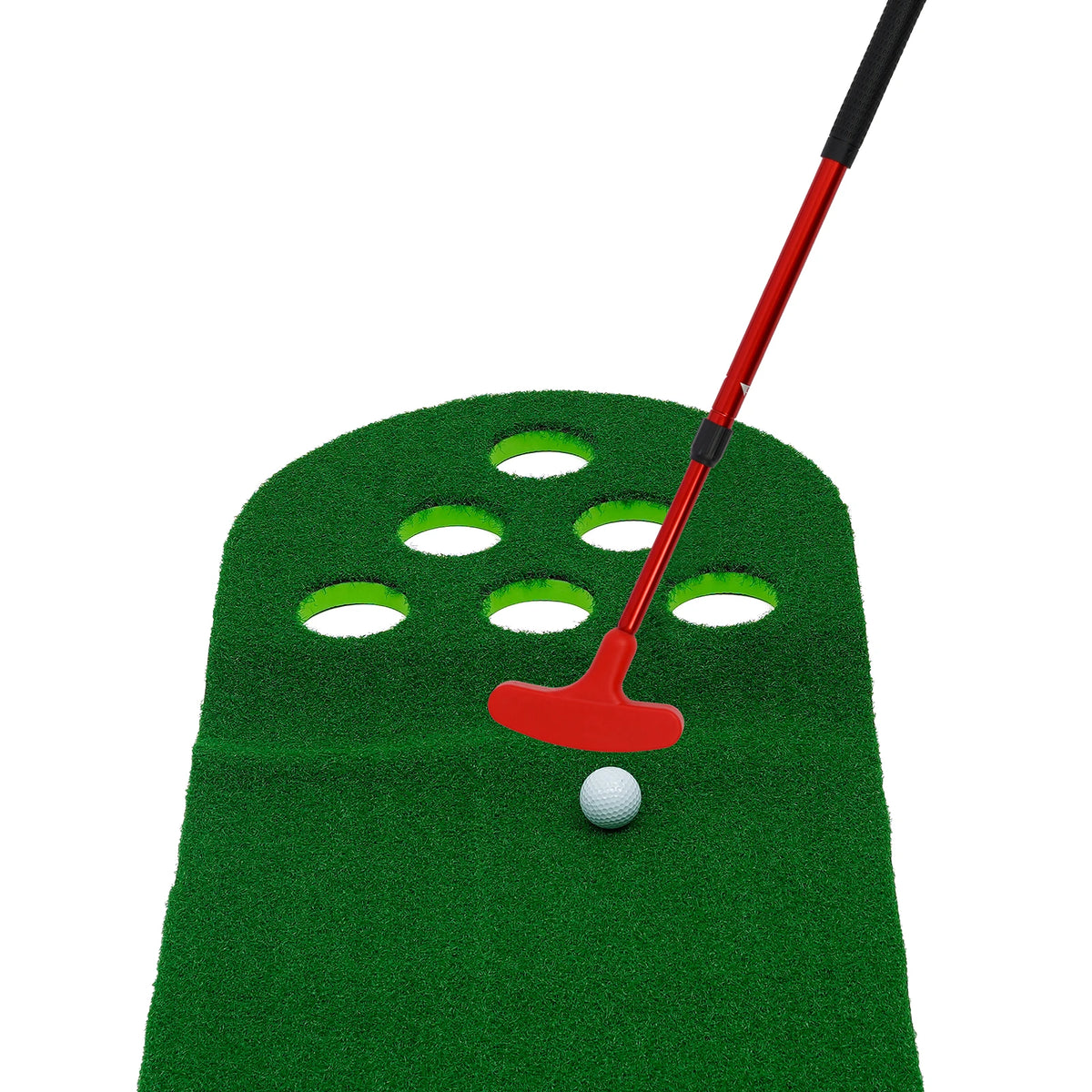 Miniature Golf Course - Green Base 118*19*1in Complete Set a Golf Course Mat, Two Golf Clubs and Two Golf Balls Different Difficulty Levels, Foldable Suitable for All Kinds of People Outdoor Play