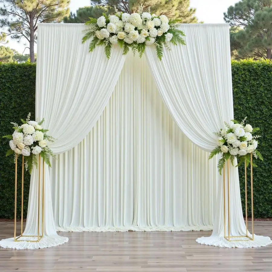 x 12ft Wrinkle Free Ivory Backdrop Curtains for Parties, Ivory Photo Backdrop Drapes 12FT Long Silky Back Drop Cloth for Wedding