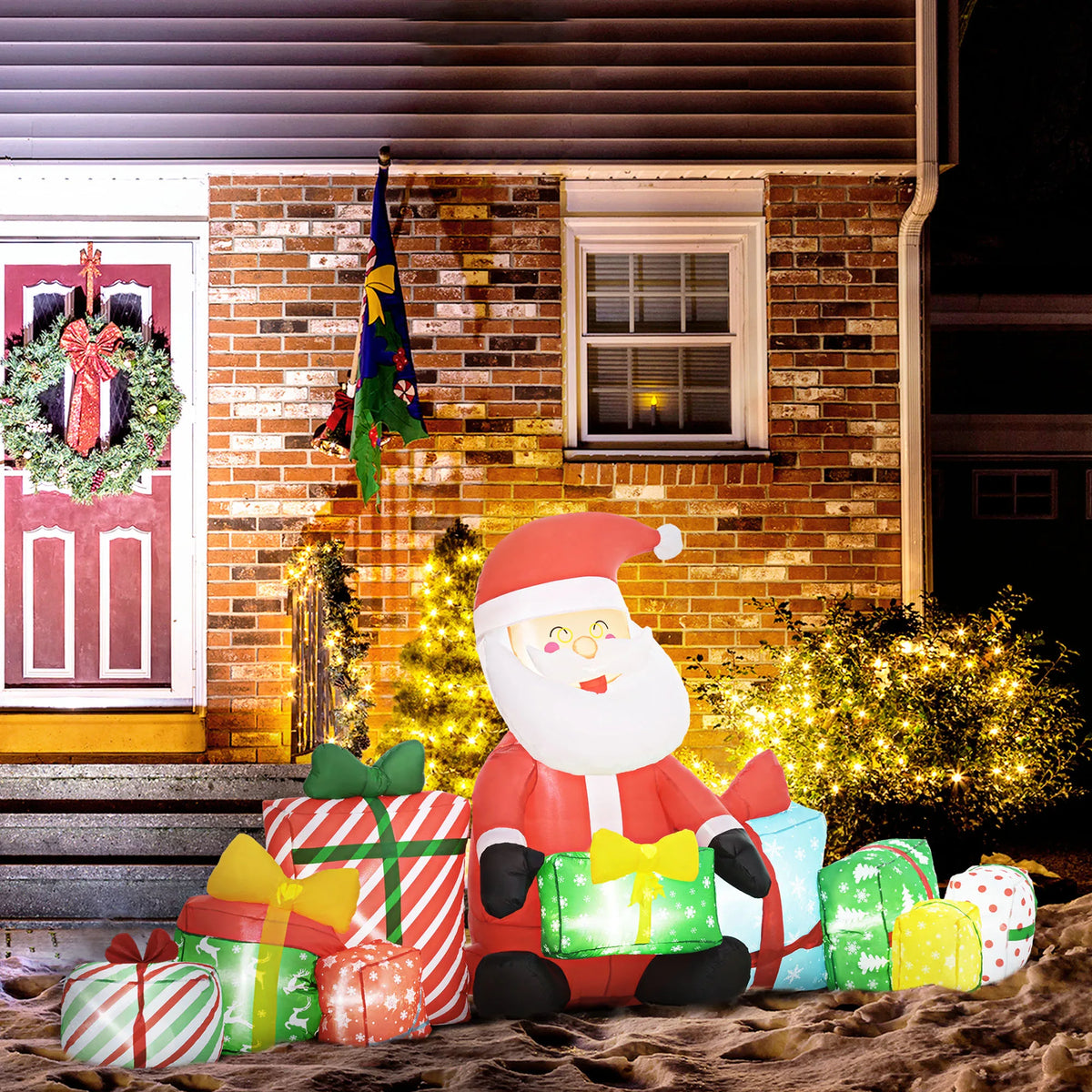 Outsunny 4.4' Christmas Inflatables Santa Claus w/ White LED Lights
