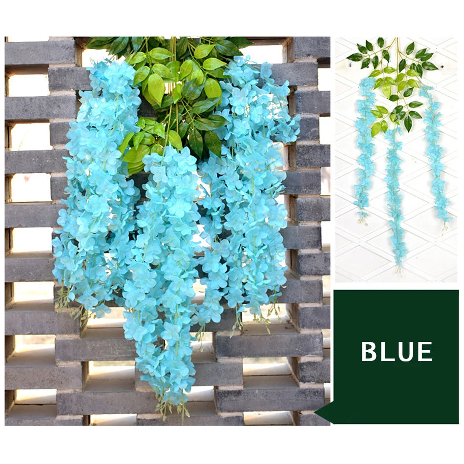 15/30Pcs Artificiales Wisteria Hanging Flowers, 43 Inch Fake Hanging Flowers, Wisteria Artificiales Garland for Home Wedding