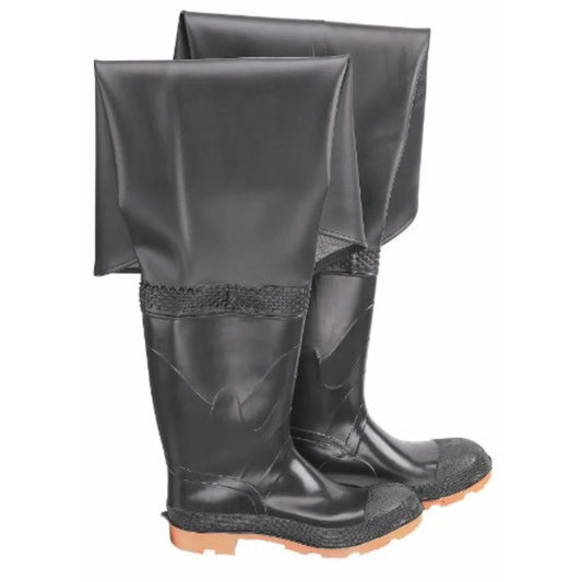 Hip Wader Plain Toe - Waders for Men Women - Fishing and Hunting Boots - Waterproof Hip Waders - Made from PVC - Black - Size 6