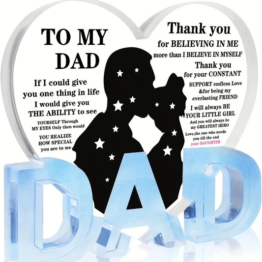 Dad Gifts from Daughter, Thank You Dad Gifts Acrylic Heart Plaque Gifts for Birthday Christmas Thanksgiving Fathers Day Present
