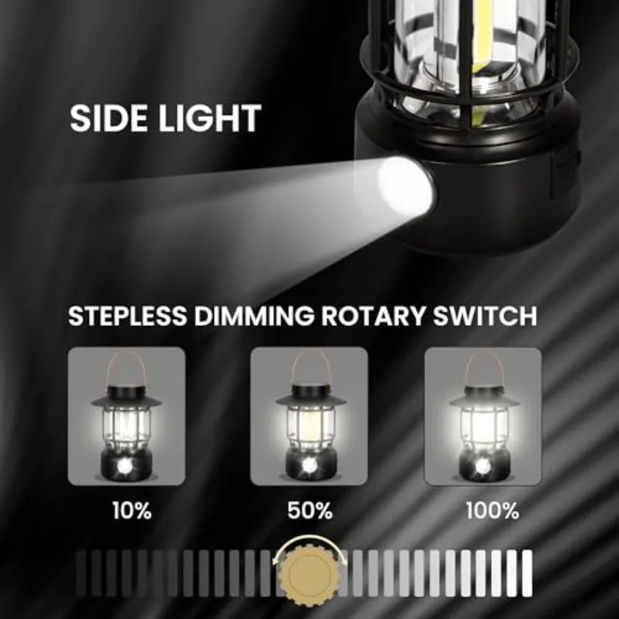 Led Camping Lantern 2 Pack 1000LM Solar Lantern Rechargeable Camping Lights with Side Flashlights for Emergencies IPX5 Waterpro
