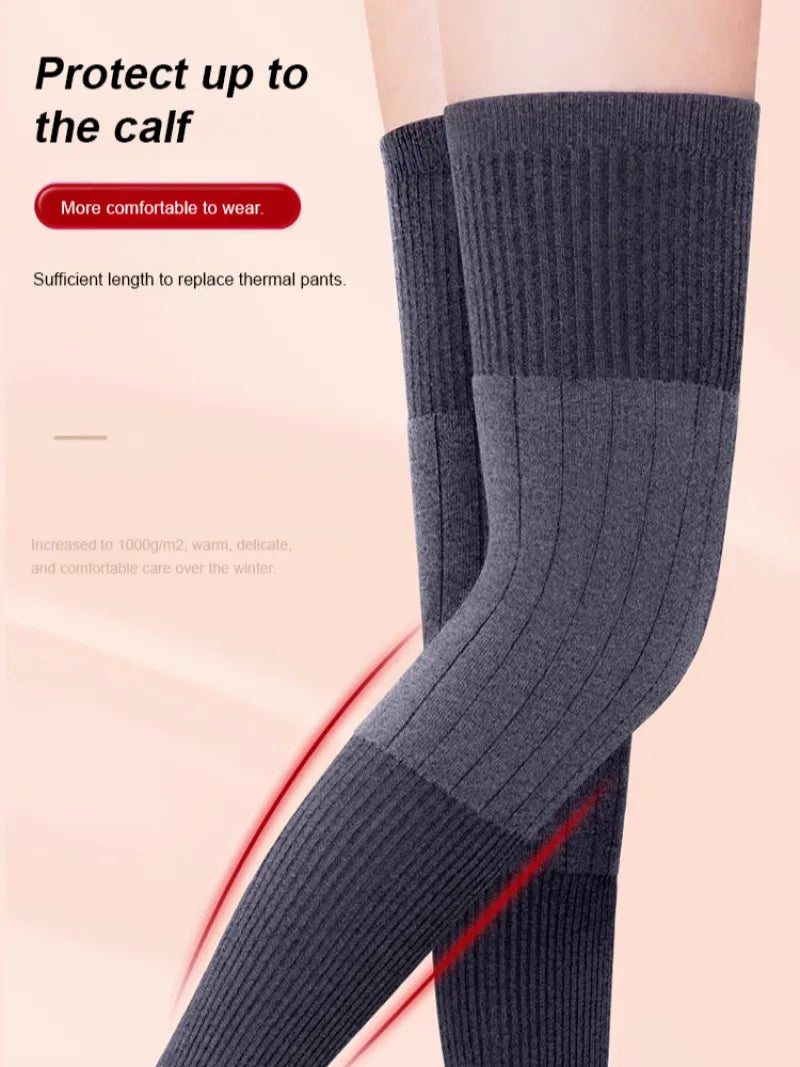 Thickened Cashmere Knee Pads Unisex Winter Joint Protection Leg Pad Joint Sports Seamless Knee Brace Thicken Lengthen