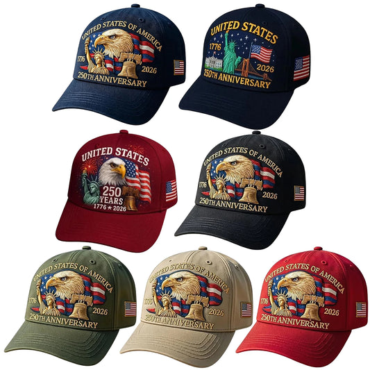 US 250th Anniversary Cap Adjustable Patriotic Baseball Cap US 250th Anniversary Tribute Hat Trucker Hat for Men & Women