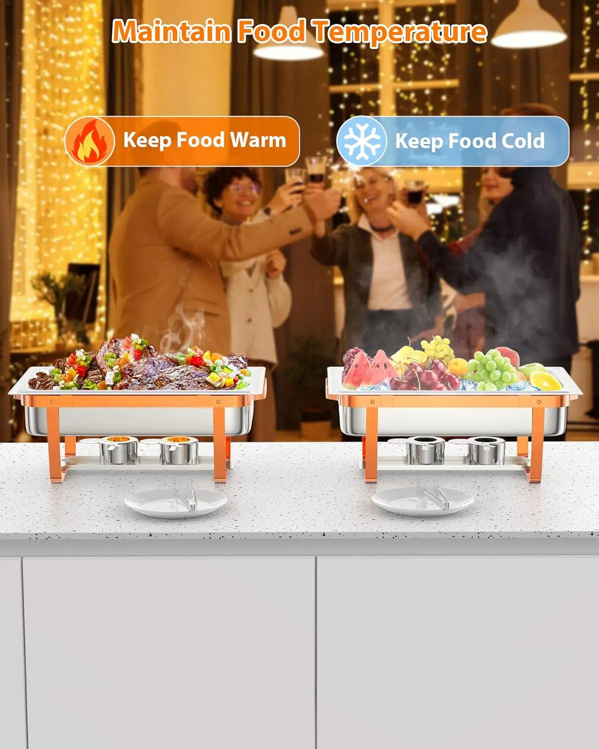 Chafing Dishes for Buffet,Rectangle Chafing Dishes Buffet Set,Stainless Steel Chafer and Food Warmer for Party wedding