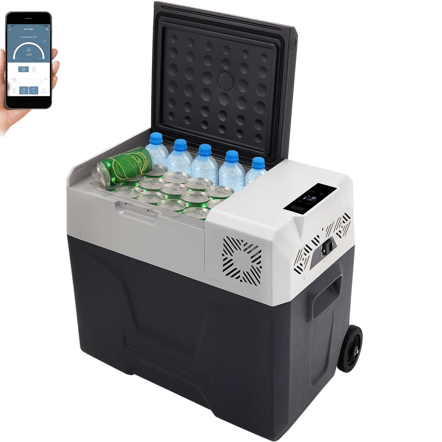 VEVOR 15-55L Car Refrigerator, 12V Car Fridge, -4℉-50℉ Adjustable Range,12/24V DC and 100-240V AC Compressor Cooler for Outdoor