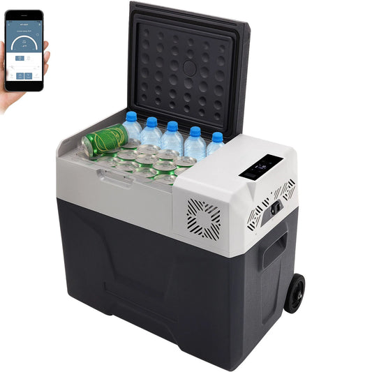 VEVOR 15-55L Car Refrigerator, 12V Car Fridge, -4℉-50℉ Adjustable Range,12/24V DC and 100-240V AC Compressor Cooler for Outdoor