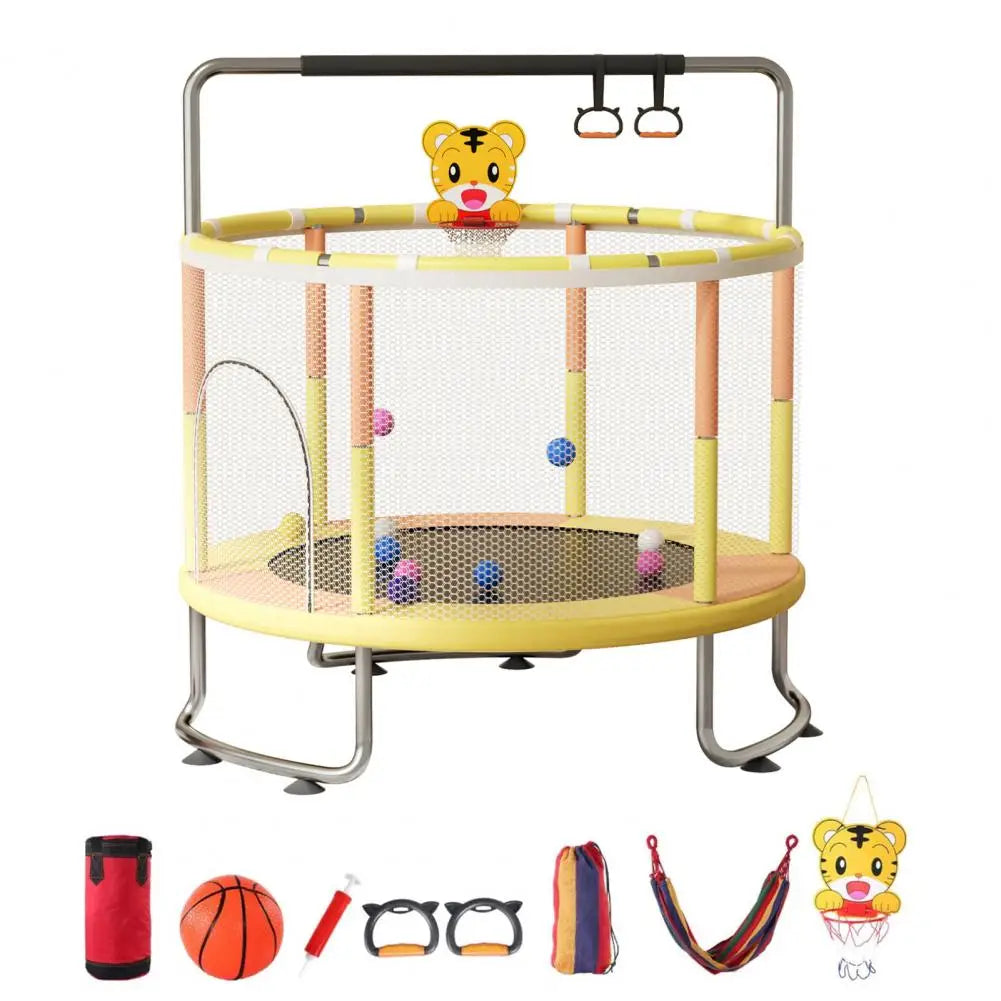 5FT Kids Trampoline Adjustable Baby Toddler Trampoline 440lbs Indoor Outdoor Toddler Trampoline with Enclosure Net