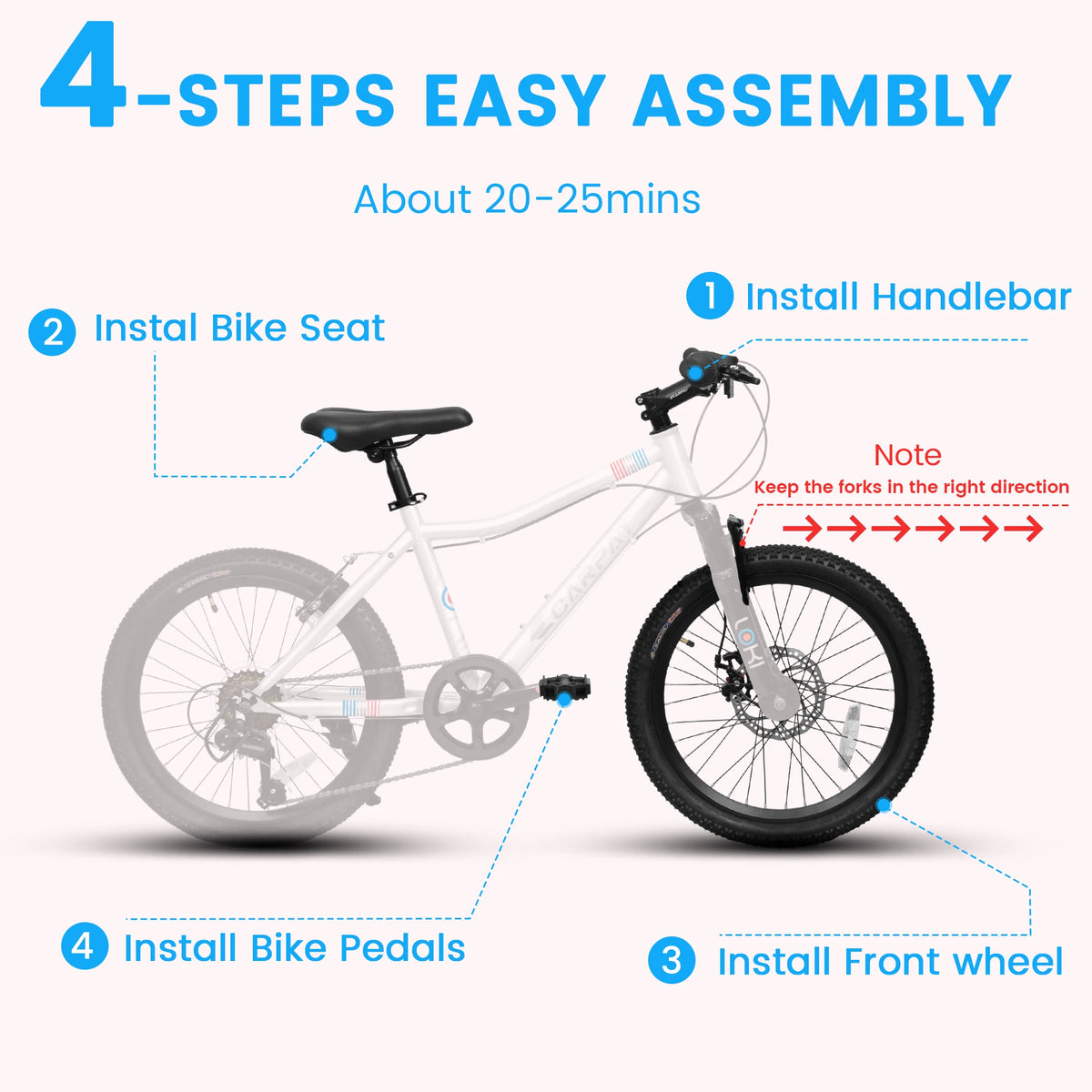 20 Inch Kids' Mountain Bike Ages 5-10, 7-Speed Children's Day Gifts Bicycles for Boys Girls Present, Outdoor Cycling City Bikes