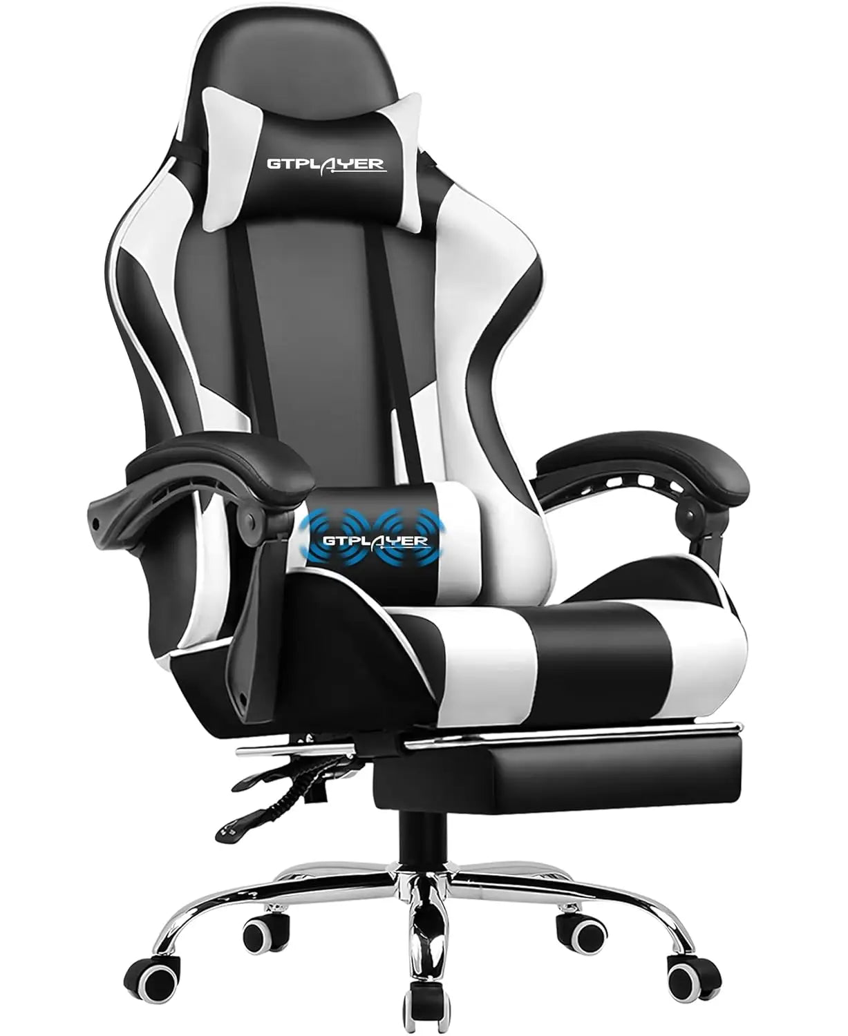 Gaming Chair, Computer Chair with Footrest and Lumbar Support, Height Adjustable Game Chair with 360°-Swivel Seat, Customized