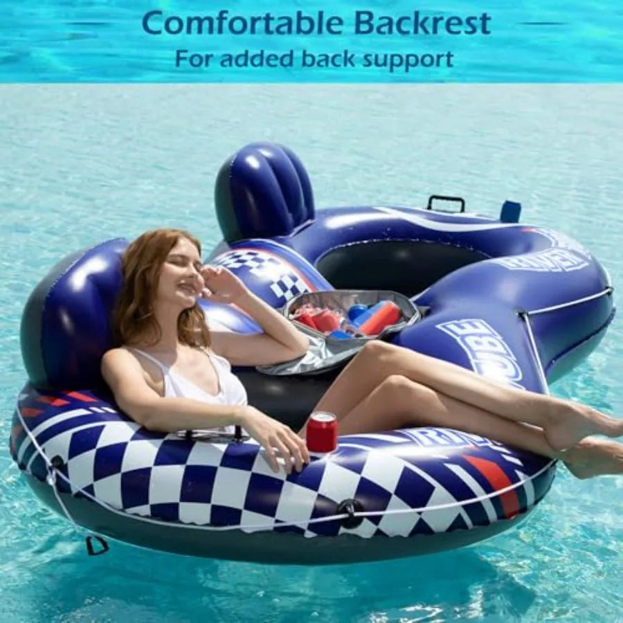 Inflatable River Tube Float - 2 Person Heavy Duty River Float Pool Floats with Removable Cooler Lake Water Tubes for Floating R