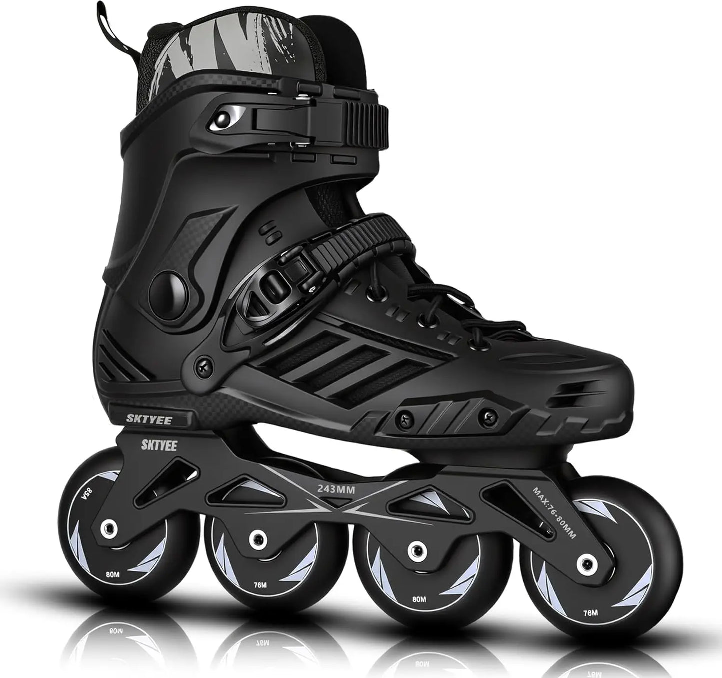 High-Performance Inline Skates for Adults, 85A PU Wheels, Washable Liner, Black - Ideal for Outdoor Fitness & Beginners