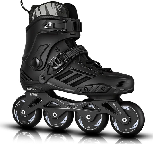 High-Performance Inline Skates for Adults, 85A PU Wheels, Washable Liner, Black - Ideal for Outdoor Fitness & Beginners