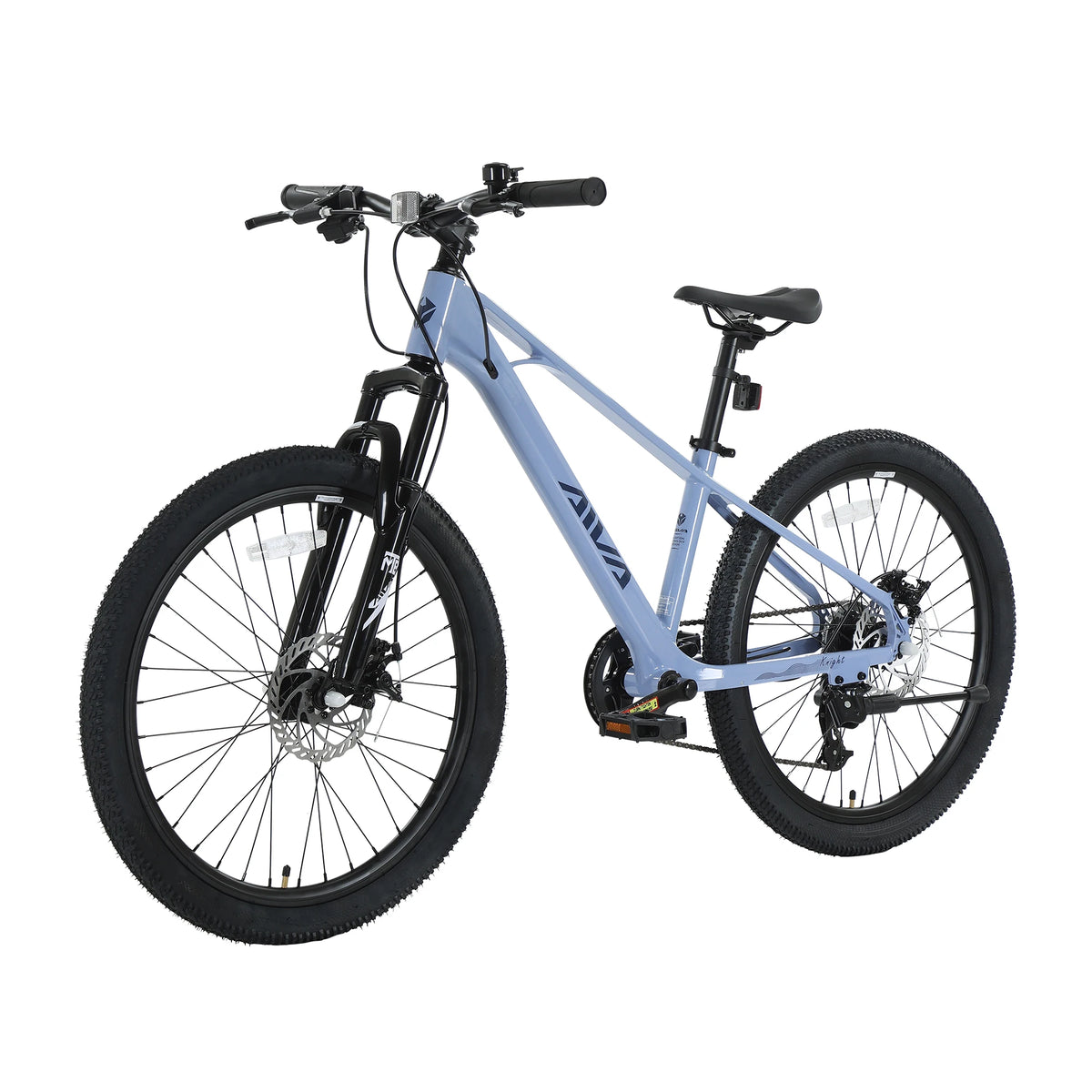 AIVA KNIGHT24 24 Inch Hardtail Mountain Bike, 7-Speed MTB, Bicycle for Teens & Adults, Lightweight Magnesium Frame, Suspension Fork, Front & Rear Disc Brakes