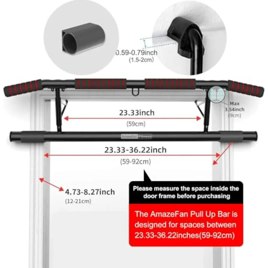 Pull Up Bar Doorway with Ergonomic Grip - Home Gym Chin-Up Frame - Multi-Angle Grip - 2024 Upgrade Smart Hook - Fits A