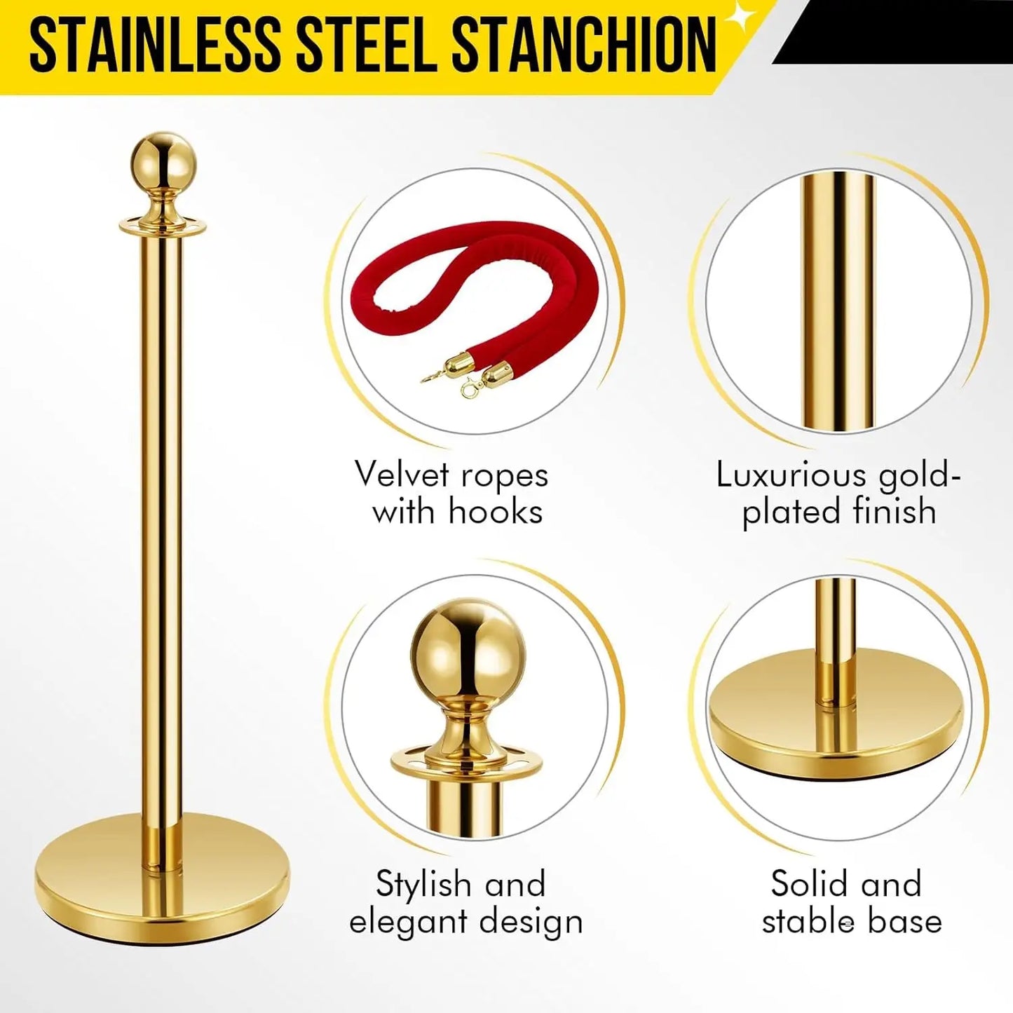Elegant Gold Stanchion Posts with Luxurious Red Velvet Ropes VIP Queue Poles for Red Carpet Events Weddings and Premieres