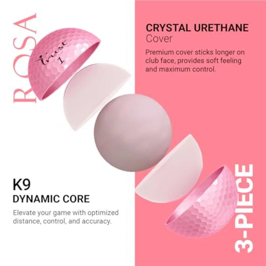 Golf Balls - Aurora Rosa Crystal Urethane Series Ideal for Tournament Play and Practice Highly Visible Colors for Easy Tracking