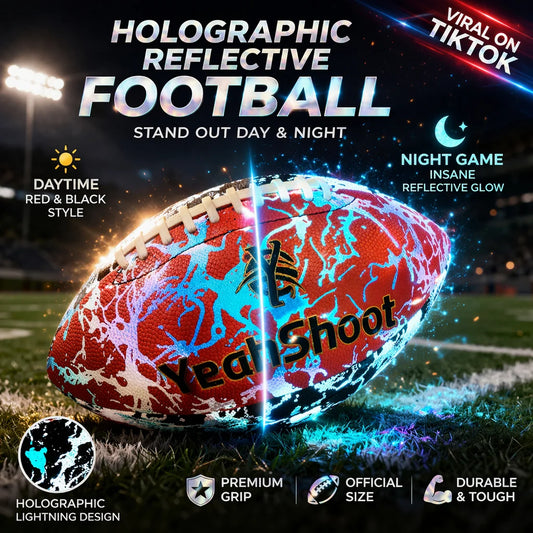 New Holographic Reflective Football Size 9-Glow in The Dark Premium American Football with Stunning Luminous Rugby Durable Grip