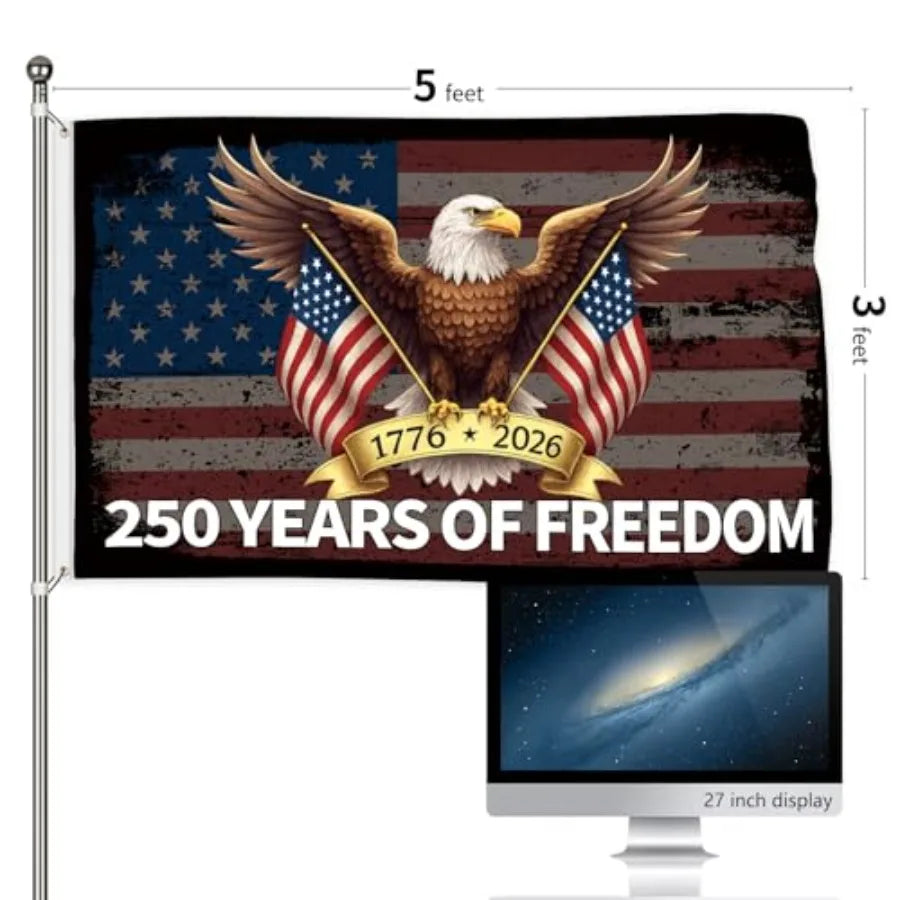 250 Anniversary Flag 3x5 Feet America National Flag Eagle 250 Years of Freedom 1776-2026 250th Birthday Patriotic Signs Hanging