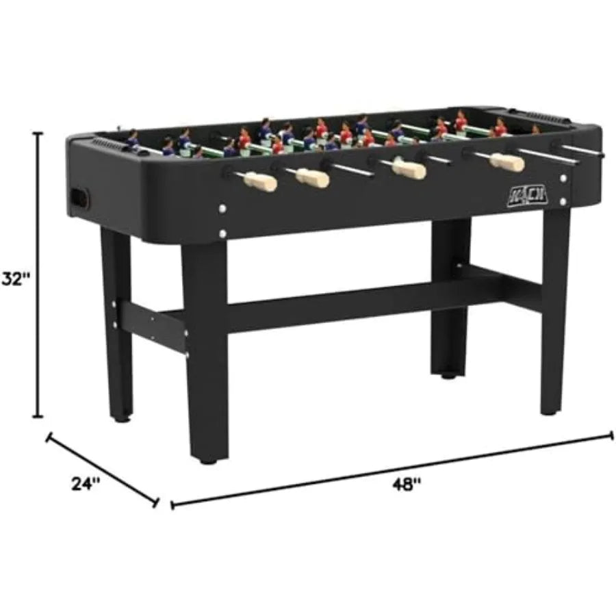 Conquest 48" Foosball Table Black Brown and Gray Compact Indoor Foos Ball Table for Adults and 2 Foosballs Chrome Rods Sliding