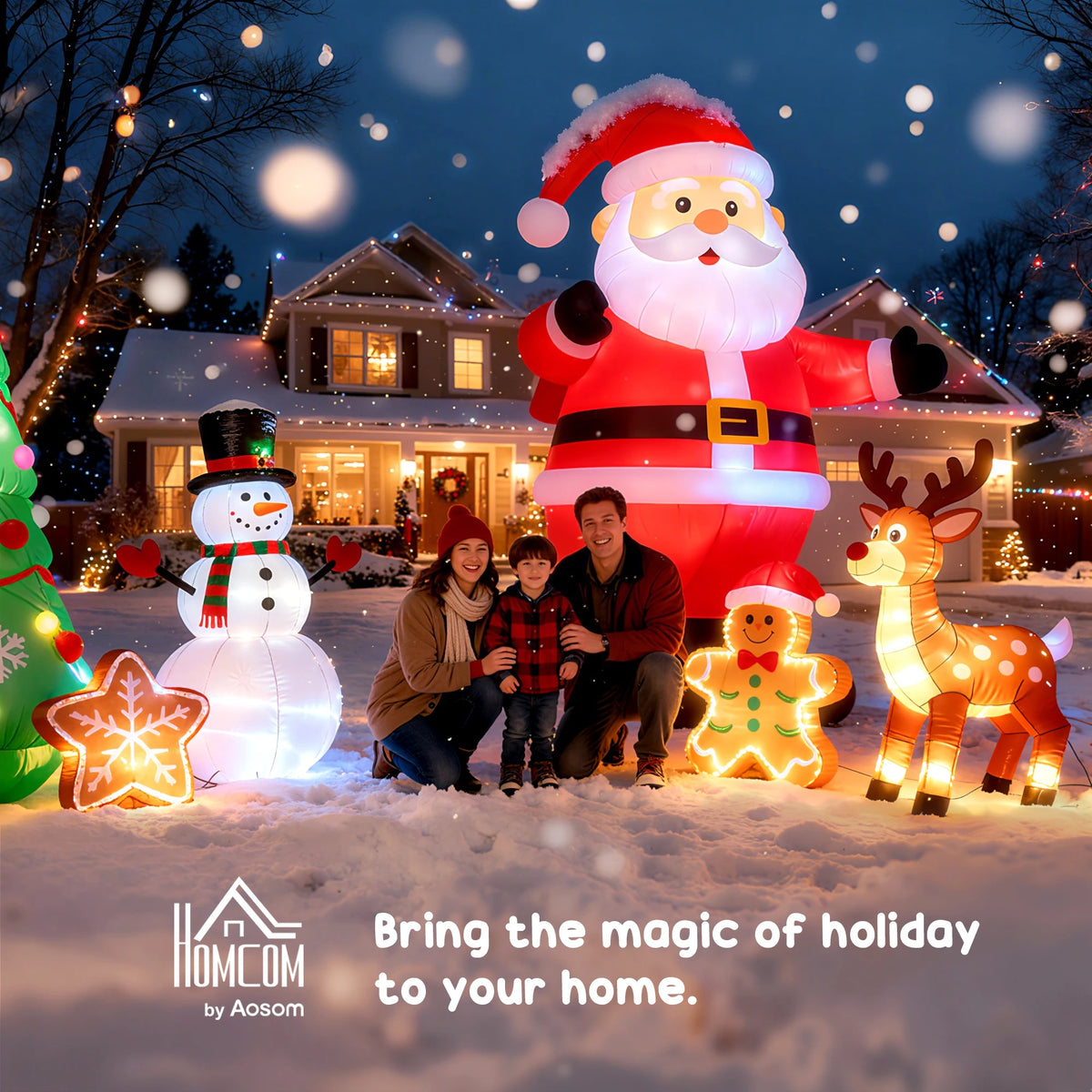 8' Christmas Inflatable Santa Claus with Candy Decor Outdoor Light Up LED