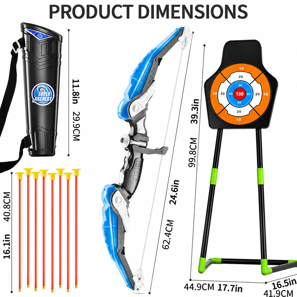 Archery Set Includes a Target, 8 Arrows, and a Barrel, Suitable for Children over 3 Years Old, No Battery Requirement, Suitable for Indoor and Outdoor Shooting Games, Competitions, Christmas and Birthday Gifts