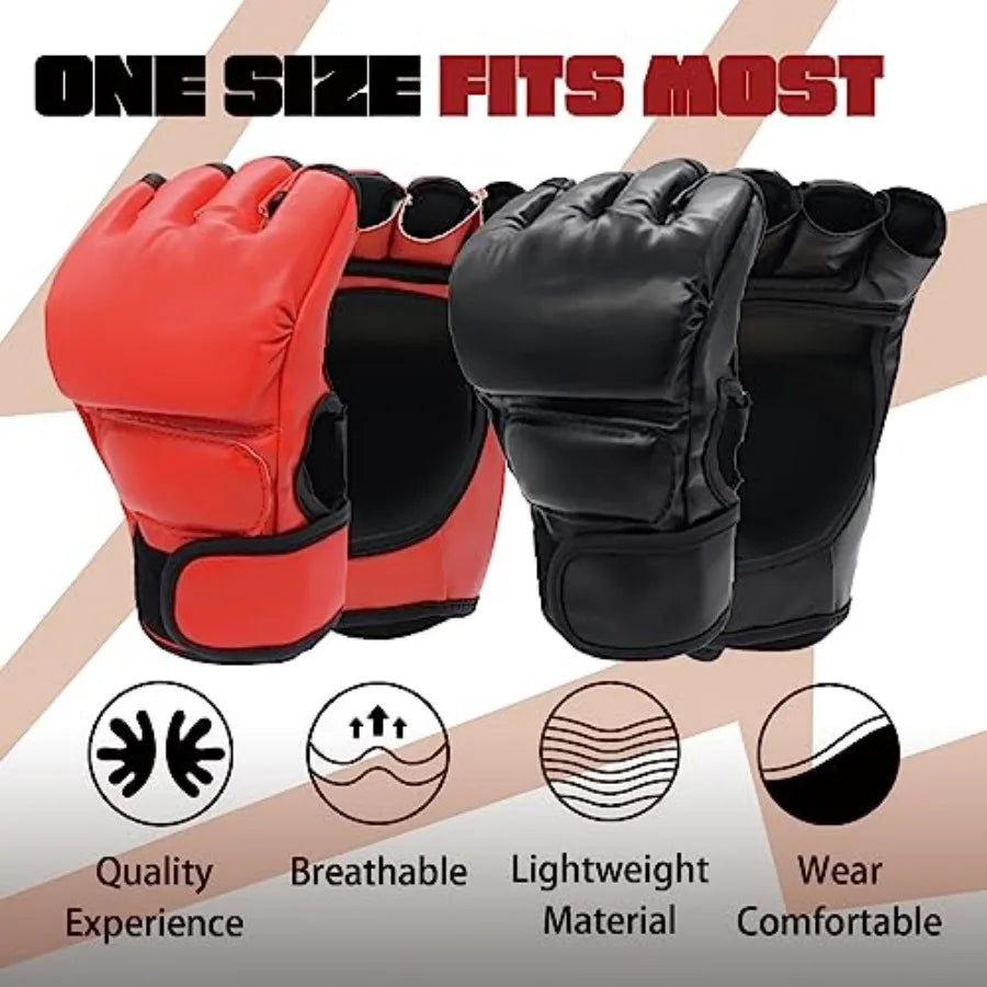 2 Pairs Boxing Gloves Kickboxing Gloves for Men Women Beginner Professional Shockproof Leather Sparring Training Gloves Set MMA