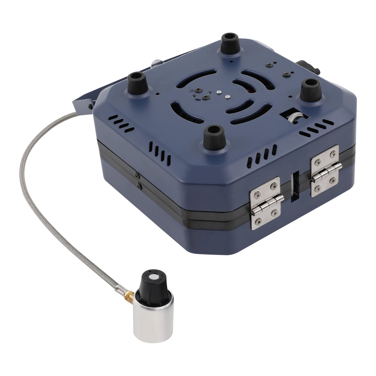 Camping Stove with Grill Pan, Non-stick Foldable Camp Stove Dark Blue, 2-Burners Portable Stove 2.3+2.3KW for Camping, BBQ