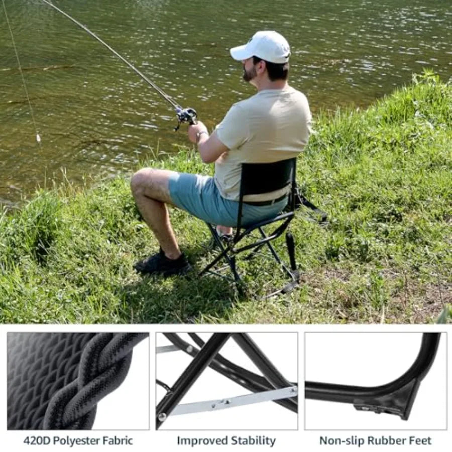 Portable Fishing Chairs Outdoor Folding Stool for Adults Portable Camping Chair for Ice Fishing, Hunting, Lawn, Patio, Garden,