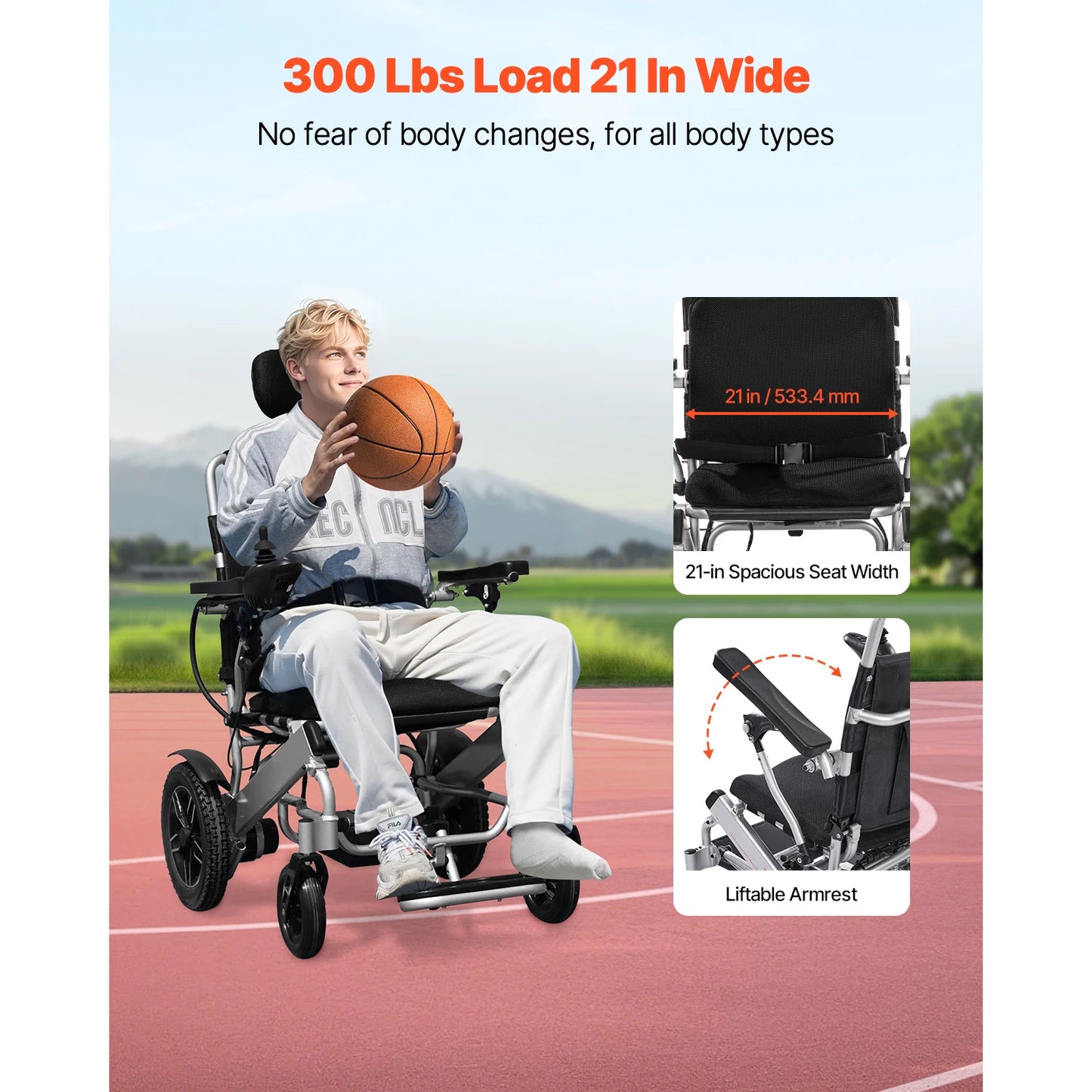 SucceBuy Electric Wheelchair for Adults  Capacity with Adjustable Backrest Foldable Motorized Wheelchair for Seniors & Disabled