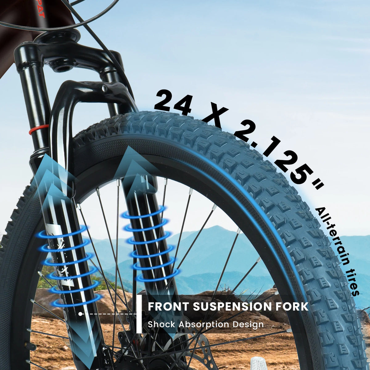 24/26 Inch Mountain Bike, 9-Speed Mountain Bicycle with Front Suspension and Dual Disc Brakes, Carbon Steel Frame MTB Bike for Teenagers Adult Men Women
