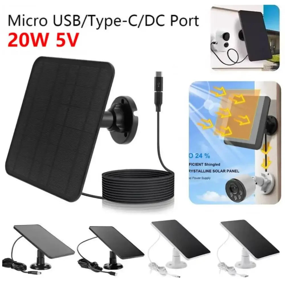 20W 5V Solar Panels For Eufy Eufycam 3/3C/2C/2Pro Wall Mount Solar Charging Panel Waterproof Solar Cell System With 9.8ft Cable