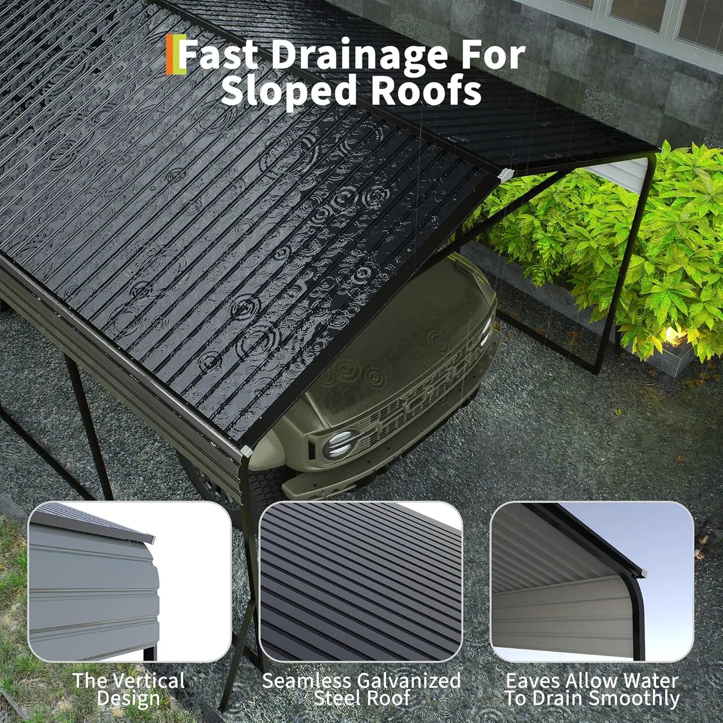 12x20 FT Metal Carport, Heavy Duty Carports Canopy with Galvanized Steel Frame & Roof, Outdoor Garage Car Port for, Customized