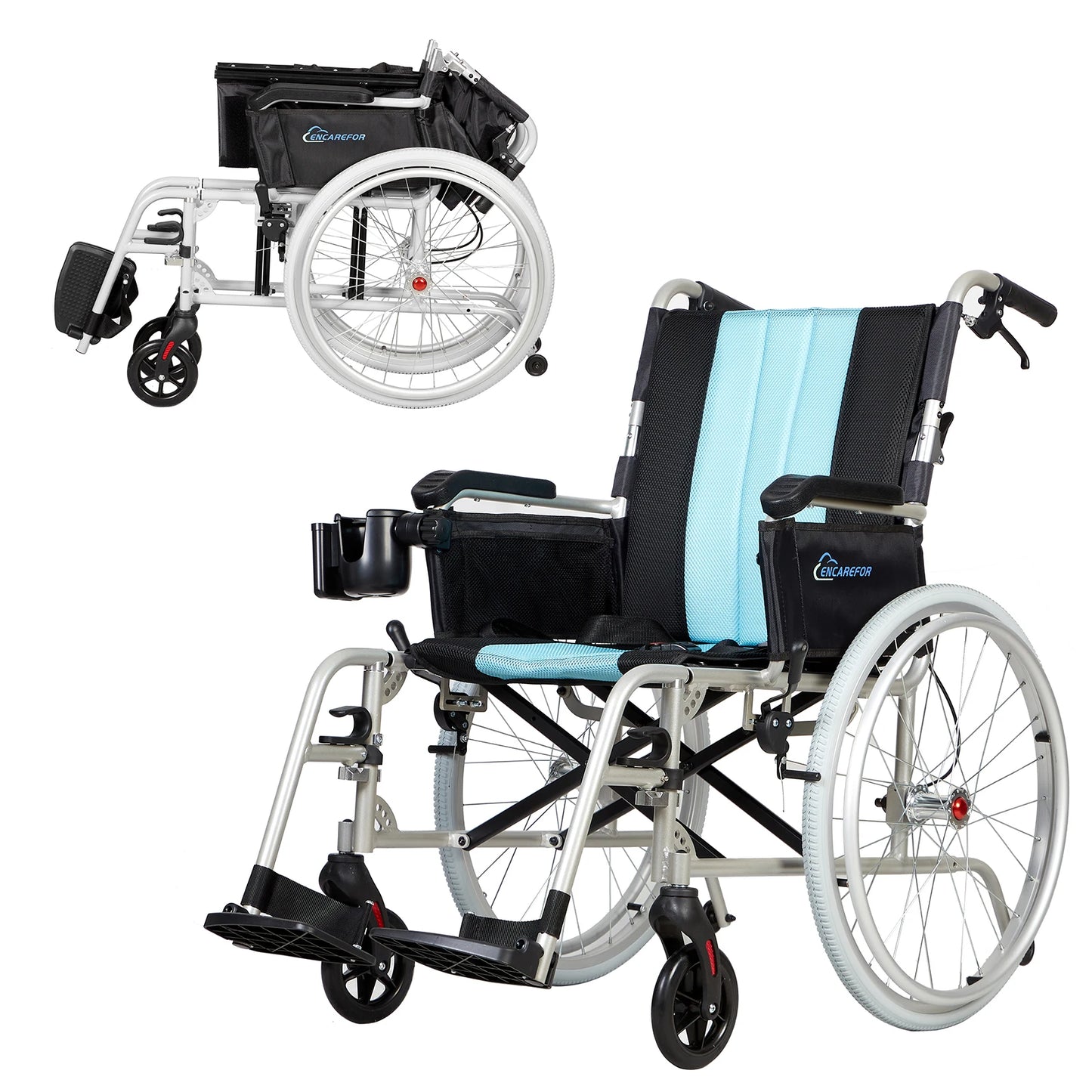 5.8KG Magnesium Ultra Lightweight Wheelchair, 20" Wide Seat Wheelchair for Adults, Foldable Portable  Self-propelled Wheelchair