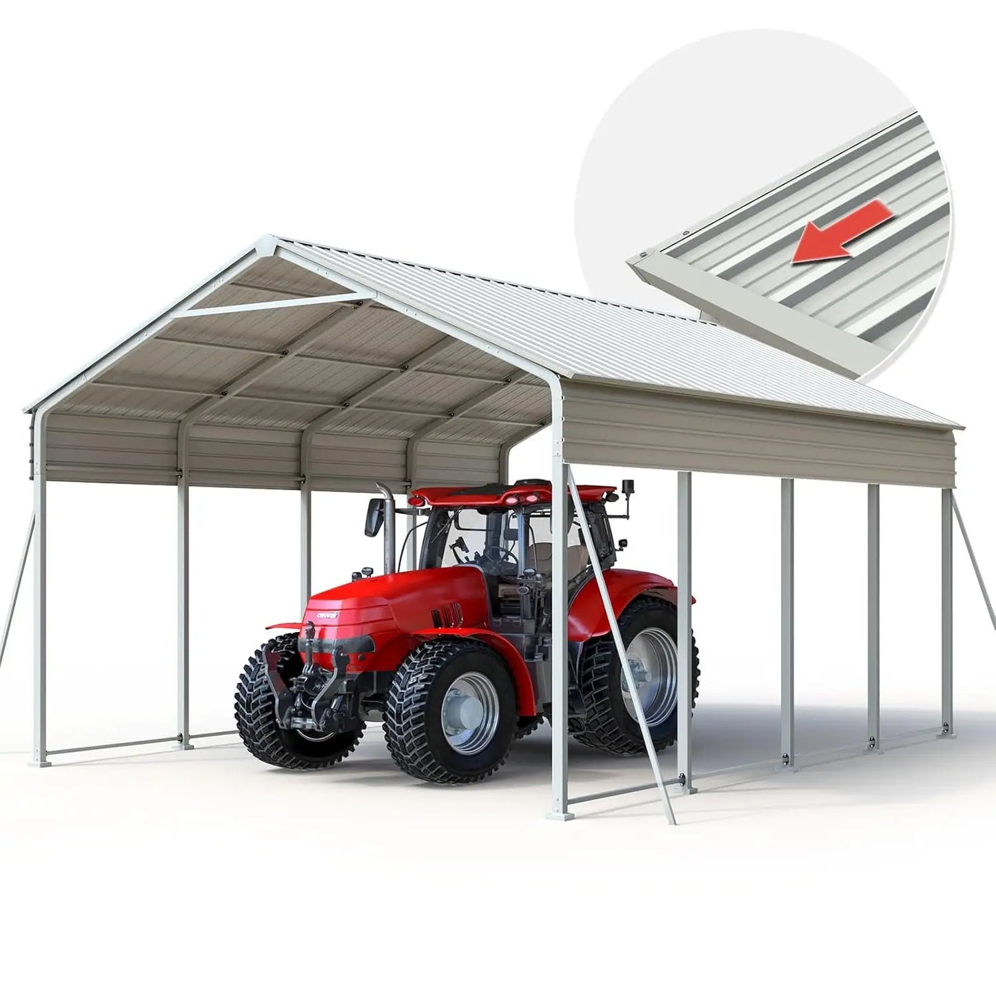 Heavy Duty 12x21 FT Vertical Roof Metal Carport, Pre-Drilled All Weather Car Shelter for Boat, Vehicles & Farm, Customized