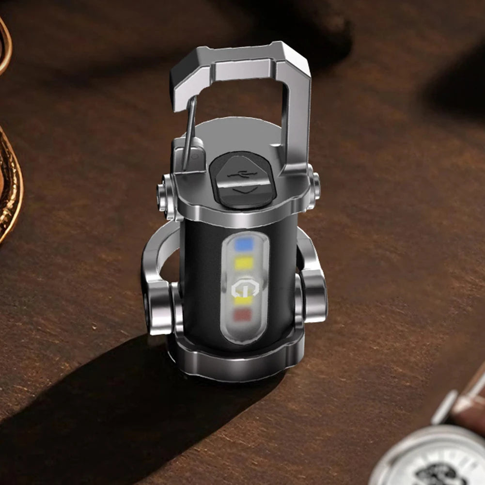 COB LED Keychain Flashlight Multifunctional Ultralight Camping Flashlight Type-C USB Rechargeable Waterproof for Camping Hiking