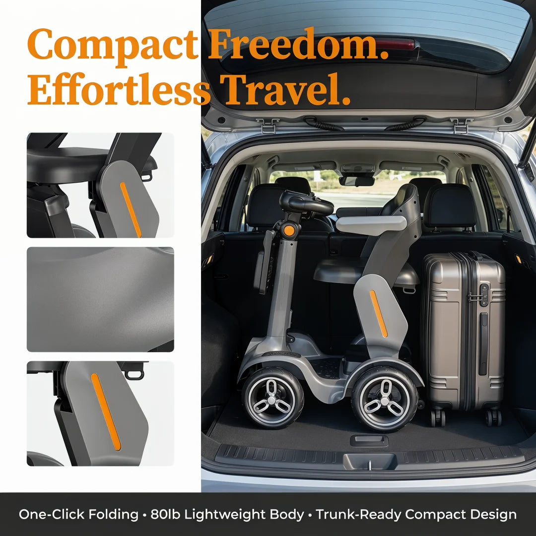 SPD-2 Foldable Mobility Scooter Reliable Daily Travel Companion With Full Smart Safety Protection Great All-terrain Performance And Stable Ride Easy To Fold For Car Transport Humanized Design And Practical Accessories For Ind