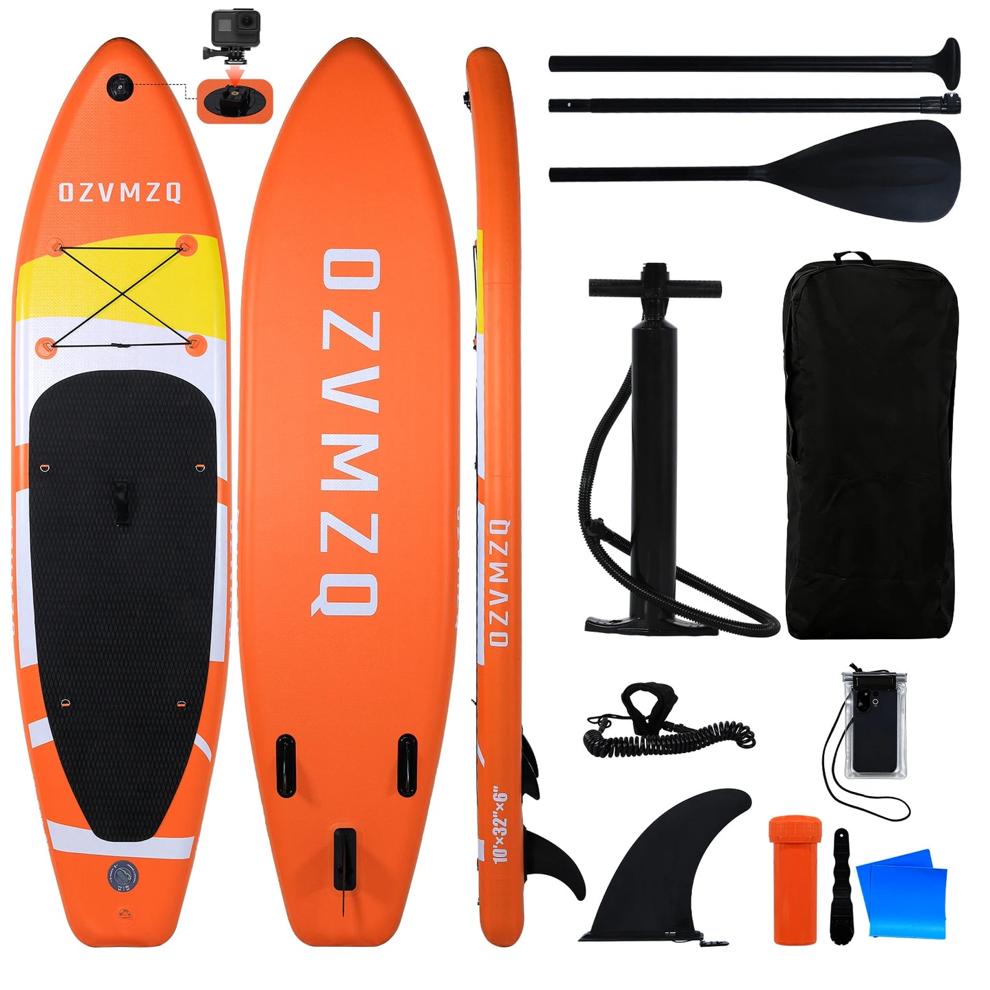 10'6" Inflatable Stand Up Paddle Board with Complete Accessories & Camera Mount,Non-Slip Comfort Deck SUP Paddleboard