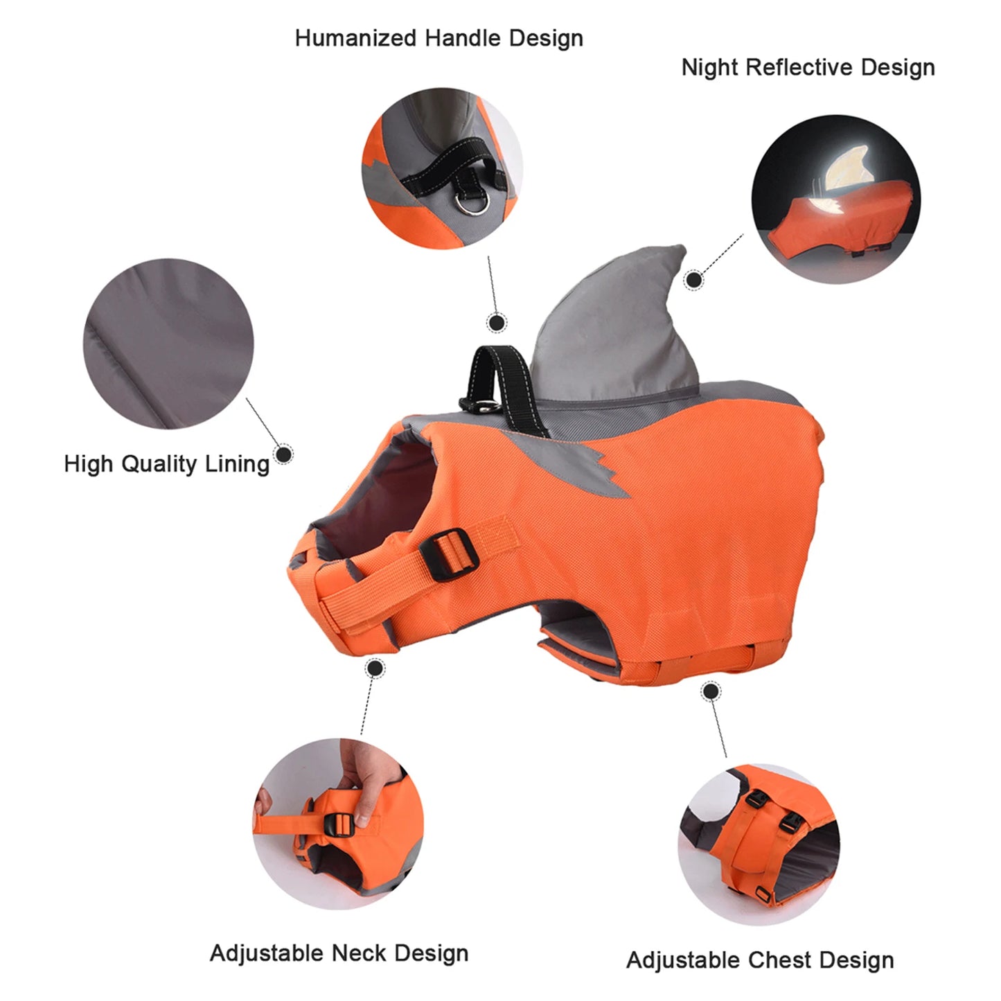 Dog Life Jacket High Buoyancy Dog Safety Vest with Rescue Handle for Small Medium Large Dogs Reflective Swim Vest