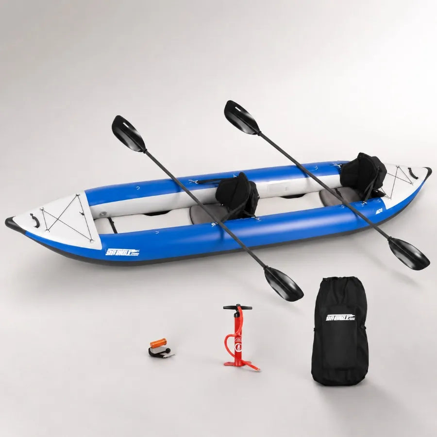 420X Explorer Inflatable Kayak For Fishing Touring Camping Exploring And White Watering With Self Bailing System Removable Skeg
