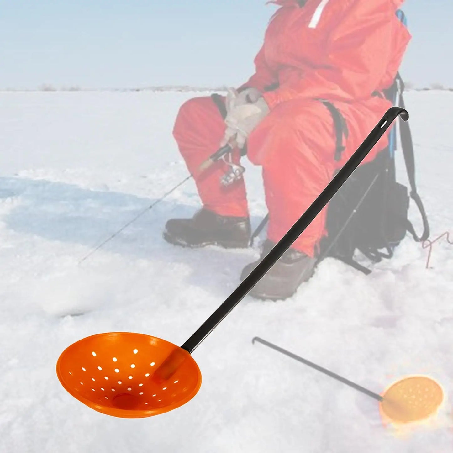 Compact Plastic Ice Fishing Slag Skimmer Spoon Tool for Fishing Box Cooler and Winter Rods