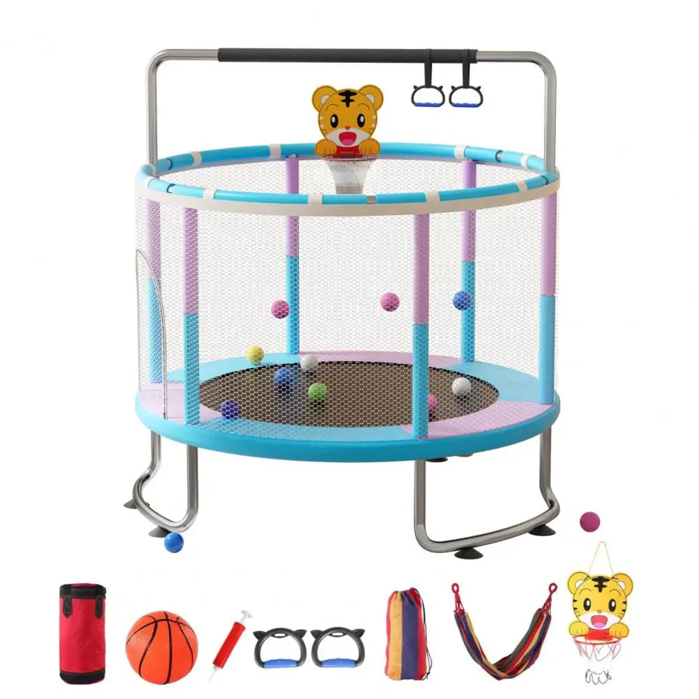 5FT Kids Trampoline Adjustable Baby Toddler Trampoline 440lbs Indoor Outdoor Toddler Trampoline with Enclosure Net